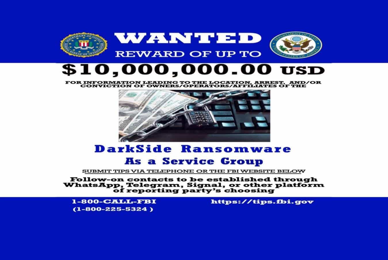 takian.ir us offers 10 million reward for information on darkside ransomware group 1